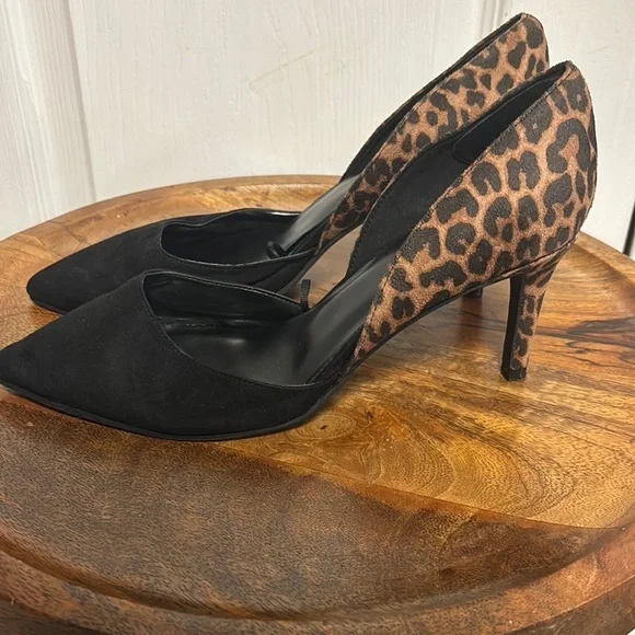 Bandolino Black and Brown Heels with Animal Print - Picture 2 of 7